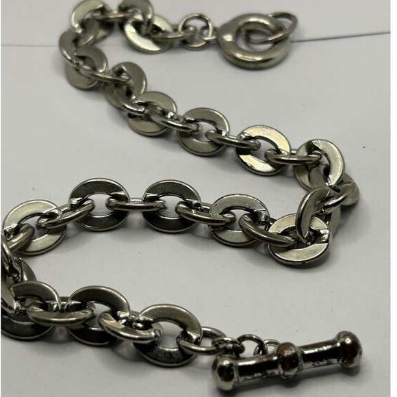 Men's Chunky Chain Necklace Silver Tone Toggle Clasp Statement Industrial 34" - Picture 4 of 8